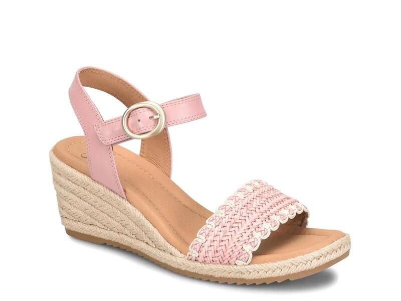ソフト レディース シューズ サンダル SofftInez Espadrille Wedge Sandal Pink Leather ピンク