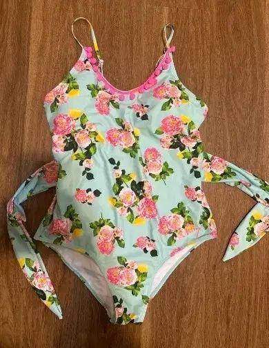 フラワー パータン ミント色 レディース 水着 xl