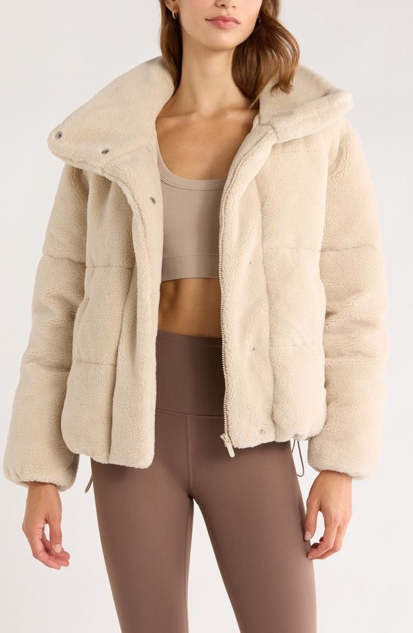 ゼラ レディース アウター ジャケット・ブルゾン Zella Faux Shearling Puffer Jacket Beige Seashore ベージュ