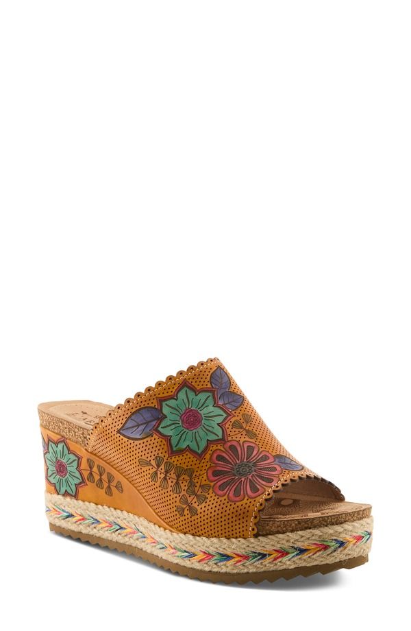 スプリングステップ レディース シューズ サンダル プラットフォーム LArtiste by Spring Step Delraybeach Espadrille Platform Wedge Slide Sandal Mango Multi マルチカラー