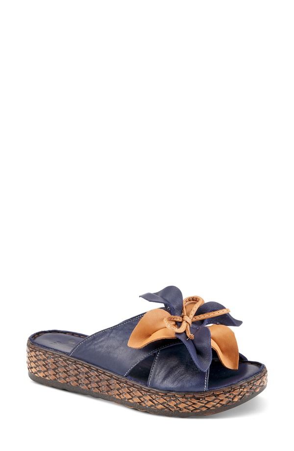 スプリングステップ レディース シューズ ヒール サンダル Spring Step Hilary Wedge Slide Sandal Navy ネイビー