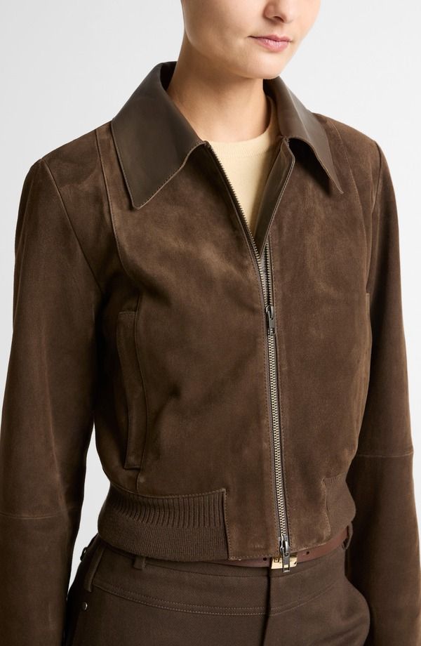 ヴィンス レディース アウター ジャケット・ブルゾン スエード Vince Shrunken Suede Bomber Jacket Willow