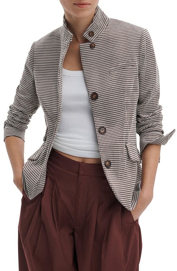 ラグアンドボーン レディース アウター ジャケット・ブルゾン プリント コットン ブレザー rag bone Slade Grid Print Cotton Blend Blazer Brown Grid ブラウン