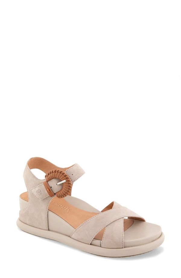 ジェントルソウルズ レディース シューズ サンダル アンクル Gentle Souls Jaylee Ankle Strap Wedge Sandalight Mushroom Suede