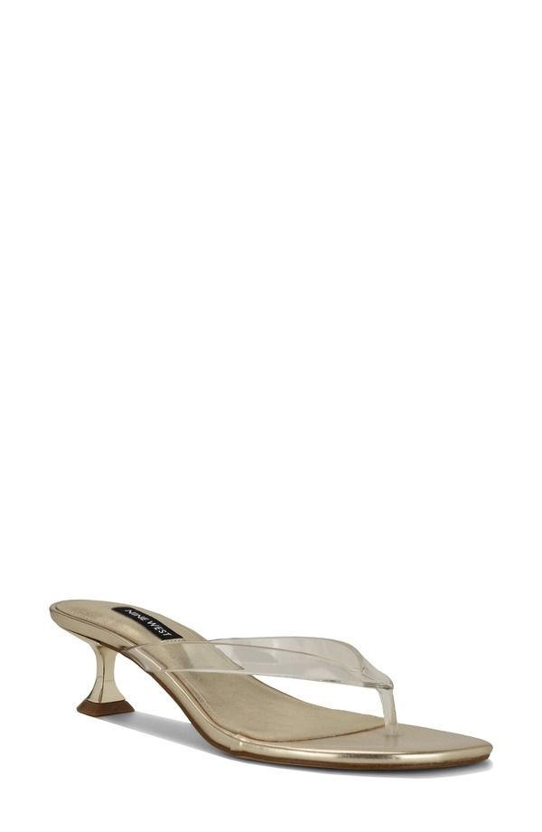 ナインウェスト レディース シューズ ヒール Nine West Crisee Kitten Heel Flip Flop Gold Clear ゴールド
