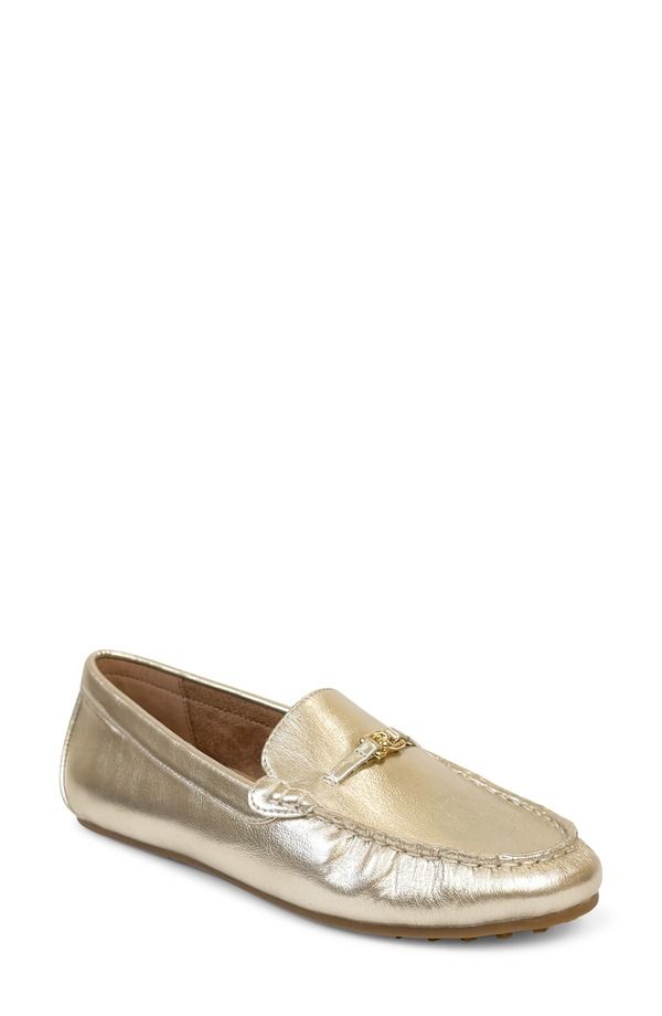 エアロソールズ レディース シューズ スリッポン・ローファー トール Aerosoles Drita Metallic Bit Loafer Soft Gold Faux Leather ゴールド