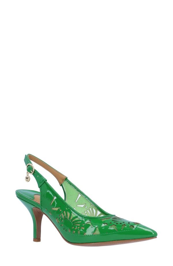 ジェイレニー レディース シューズ ヒール キャップ J Rene Vanani Slingback Pointed Cap Toe Pump Green グリーン