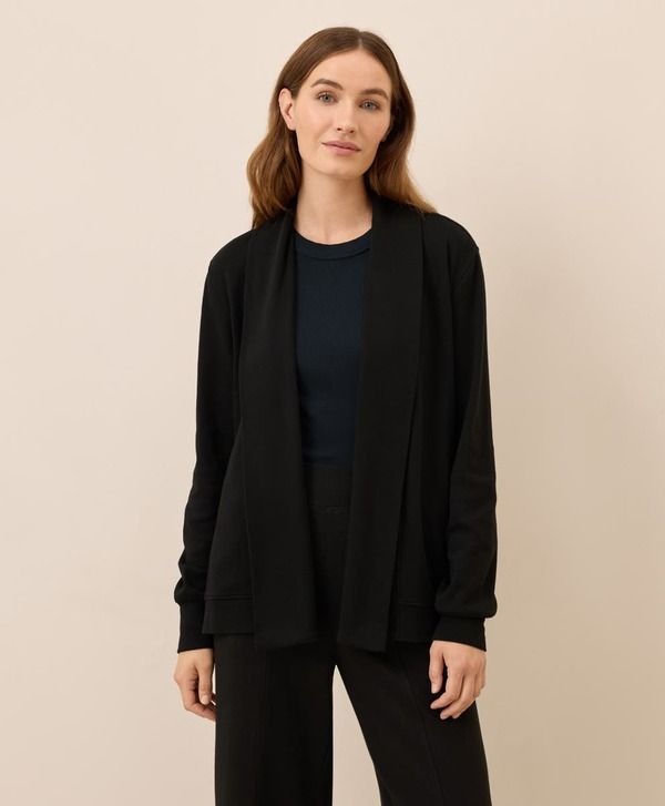 パクト レディース アウター パーカー・スウェット ドレープ カーディガン Pact Airplane Short Drape Cardigan Black ブラック