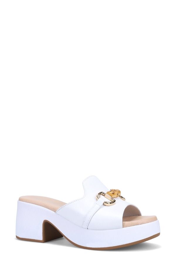 ロンホワイト レディース シューズ ヒール プラットフォーム サンダル Ron White Gwyna Platform Slide Sandal White ホワイト