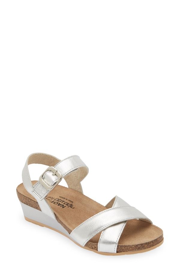 ナオト レディース シューズ ヒール サンダル Naothrone Wedge Sandal Soft Silver Leather シルバー