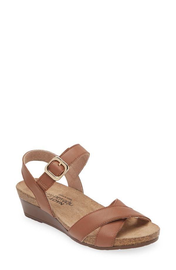 ナオト レディース シューズ ヒール サンダル Naothrone Wedge Sandal Carameleather