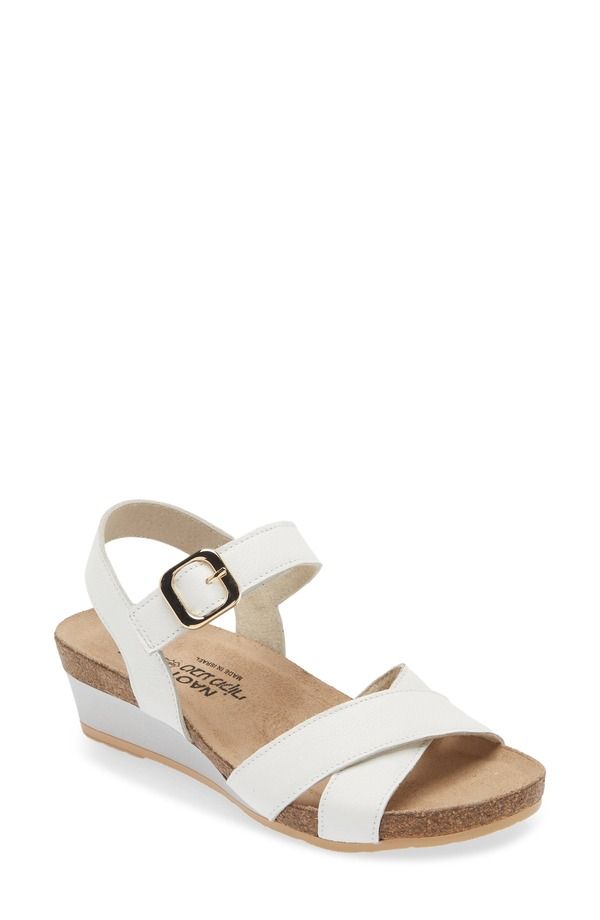 ナオト レディース シューズ ヒール サンダル Naothrone Wedge Sandal Soft White Leather ホワイト