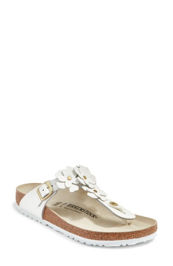 ビルケンシュトック レディース シューズ サンダル Birkenstock Gizeh Flower Flip Flop White ホワイト