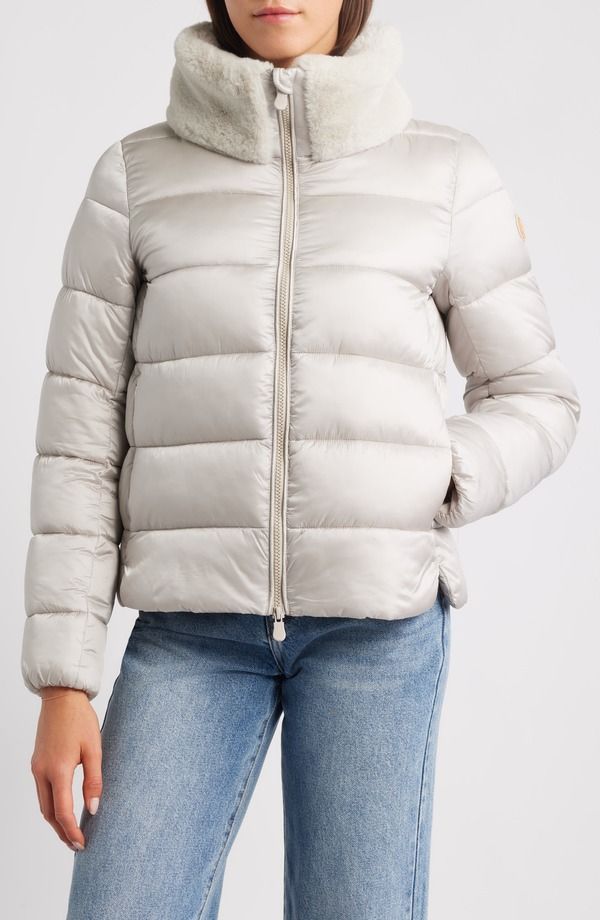 セイブ ザ ダック レディース アウター ジャケット・ブルゾン キルティング Save The Duck Mei Faux Fur Collar Waterproof Quilted Jacket Rainy Beige ベージュ