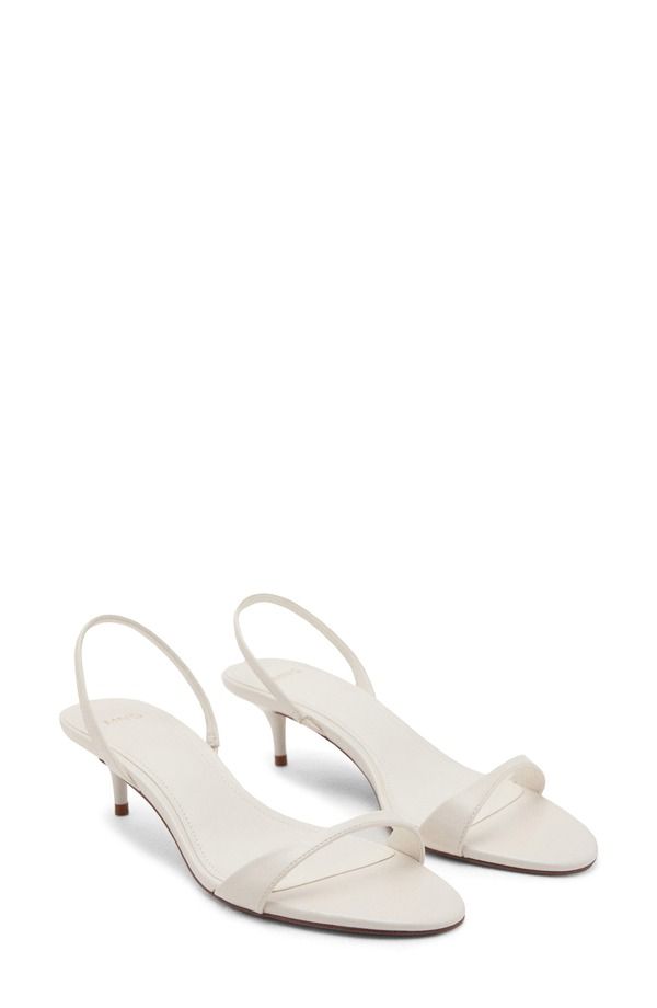 マンゴ レディース シューズ ヒール サンダル MANGO Kitten Heel Slingback Sandal Ecru エクリュ