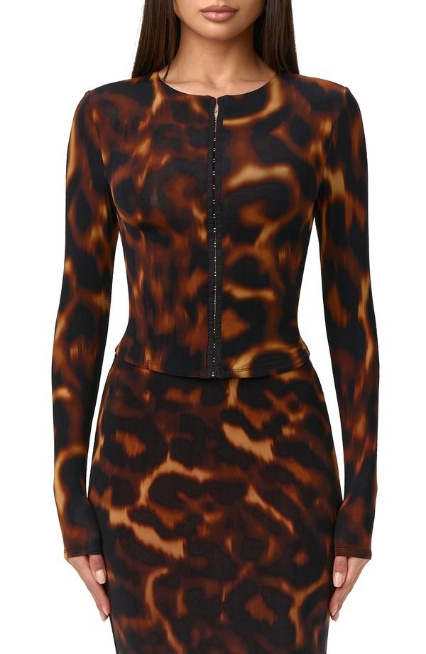 ネイキッドワードローブ レディース アウター パーカー・スウェット プリント カーディガン Naked Wardrobe Tortoiseshell Print Long Sleeve Cardigan Tortoise