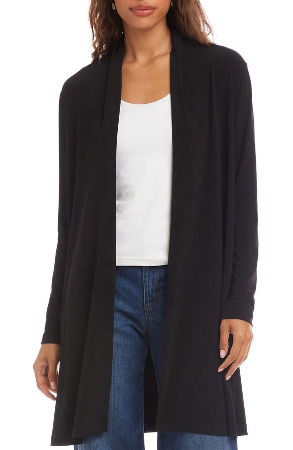 カレンケーン レディース アウター パーカー・スウェット カーディガン ジャージー Karen Kane Travel Jersey Open Front Side Zip Cardigan Black ブラック