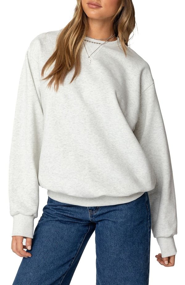 アディクテッド レディース アウター パーカー・スウェット シャツ EDIKTED Laurey Oversize Sweatshirt GrayMelange グレー