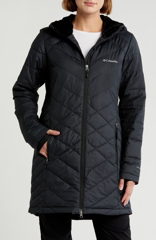 コロンビア レディース アウター ジャケット・ブルゾン コート Columbia Heavenly Long Wateresistant Insulated Hooded Coat Black ブラック