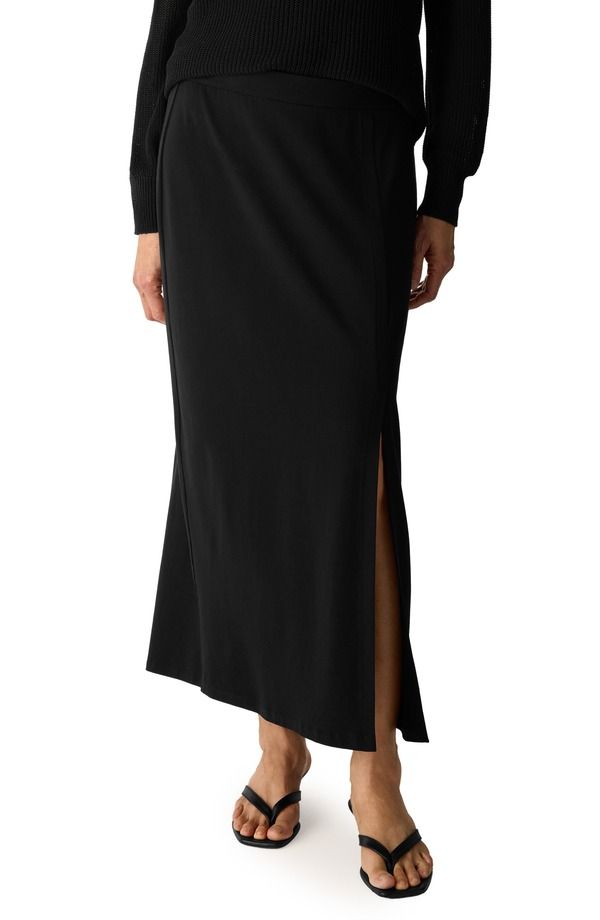 エイリーンフィッシャー レディース ボトムスカート ミディ ジャージー Eileen Fisher Jersey Midi Skirt Black ブラック
