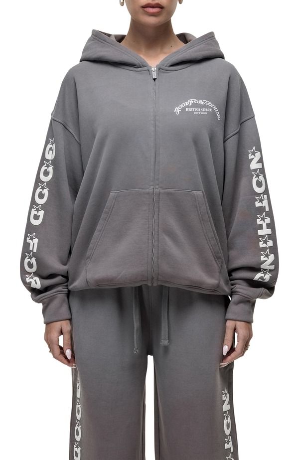 グッドフォーナッシング レディース アウター パーカー・スウェット Good For Nothing Liberty Grey Zip Hoodie Grey グレー