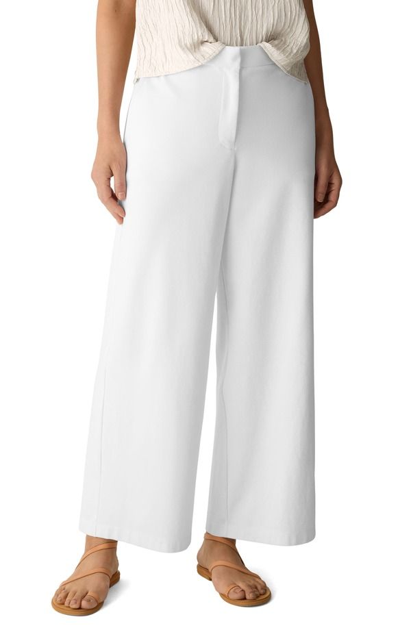 エイリーンフィッシャー レディース ボトムス レギンス ワイドレッグ ハイウエスト パンツ アンクル Eileen Fisher High Waist Ankle Wide Leg Pants White ホワイト