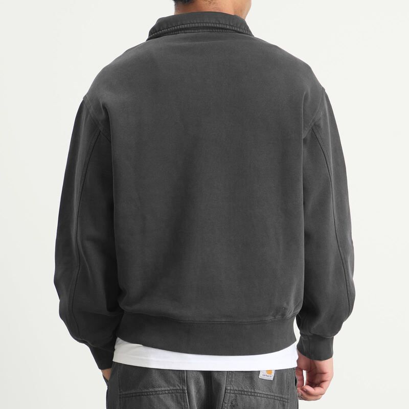 カーハート メンズ アウター パーカー・スウェット ハーフジップ シャツ Carhartt WIP Half Zip Detroit Sweatshirt Black Stone Washed ブラック