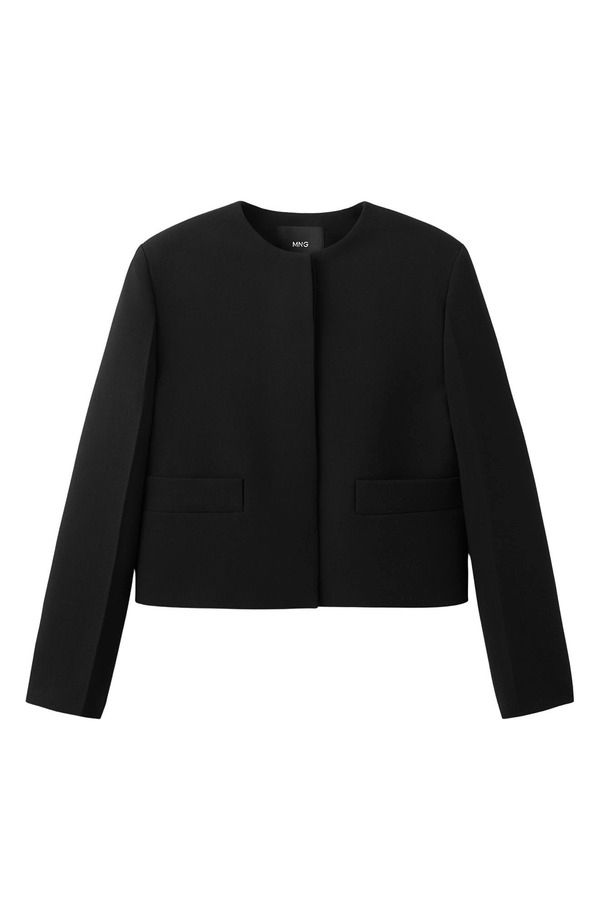 マンゴ レディース アウター ジャケット・ブルゾン MANGO Americana Louis Collarless Jacket Black ブラック