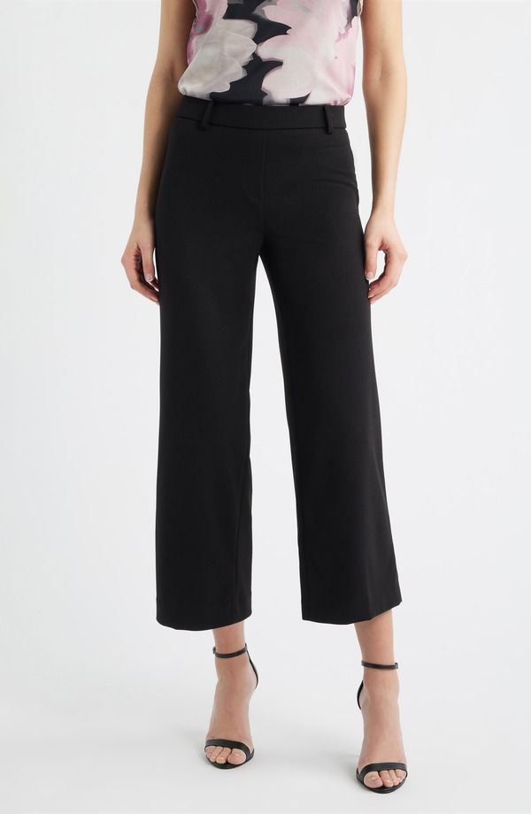 アンクライン レディース ボトムス レギンス ワイドレッグ パンツ Anne Klein Wide Leg Cropants Anne Black ブラック