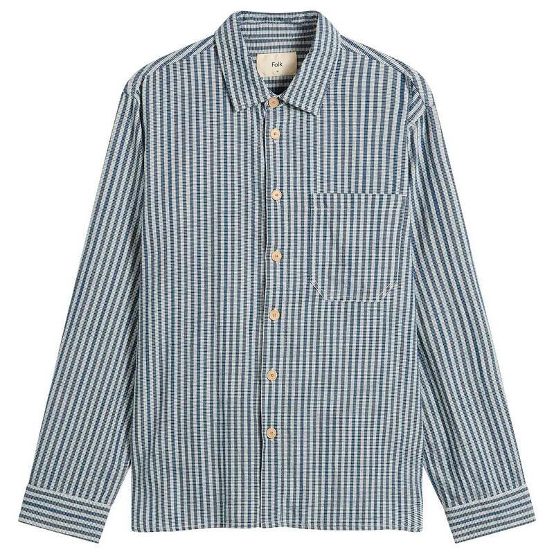 フォーク メンズ トップス シャツ Folk Easy Fit Shirt Indigo Crinkle Mini Check インディゴ