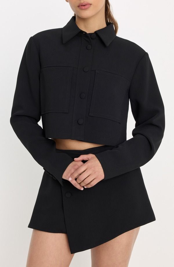 グッドアメリカン レディース アウター ジャケット・ブルゾン Good American Luxe Crop Jacket Black001