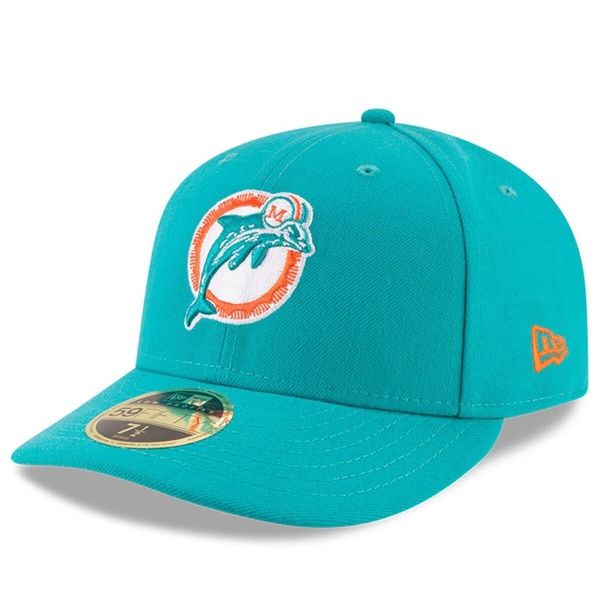 ニューエラ メンズ アクセサリー 帽子 Mens New Eraqua Miami Dolphins Omaha Throwback Low Profile 59FIFTY Fitted Hat Aqua アクア