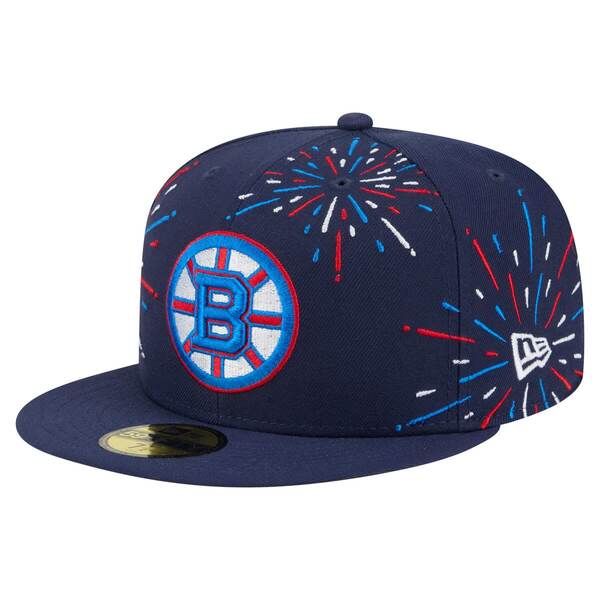 ニューエラ メンズ アクセサリー 帽子 MensNew Era Navy Boston Bruins Americana Fireworks 59FIFTY Fitted Hat Navy ネイビー