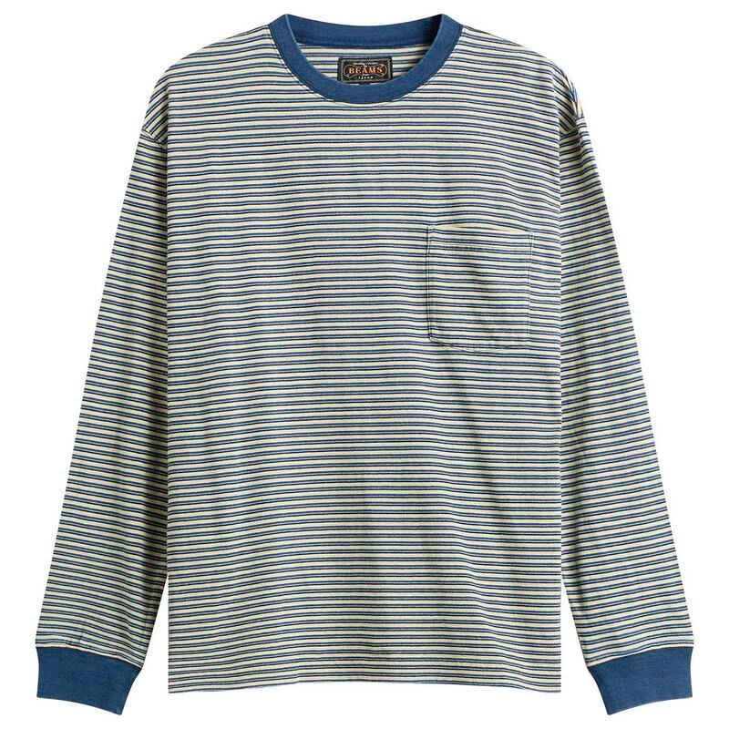 ビームス プラス メンズ トップス Tシャツ Beams Plustripe Long Sleeve TShirt Yellow イエロー