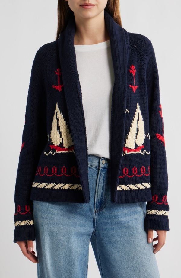 ザ・グレート レディース アウター パーカー・スウェット カーディガン THE GREAT The Sailboat Lodge Shawl Collar Cardigan Dark Navy ネイビー