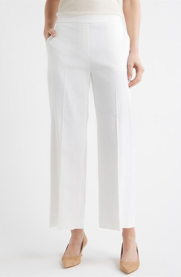 セオリー レディース ボトムス レギンス ワイドレッグ パンツ Theory St Classic Mid Rise Wide Leg Pants White ホワイト