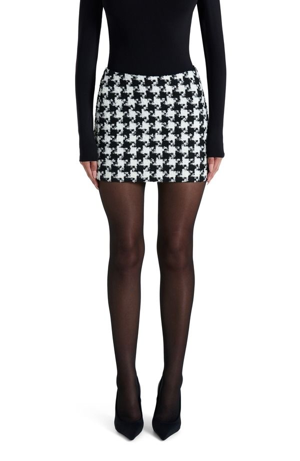 ネイキッドワードローブ レディース ボトムスカート ミニ ツイード Naked Wardrobe Houndstooth Check Tweed Miniskirt Houndstooth Black White ホワイト