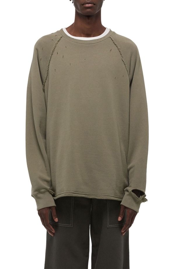 ヘルムート ラング メンズ アウター パーカー・スウェット クルーネック シャツ Helmut Lang Distressed Crewneck Sweatshirt Sage Dust セージ