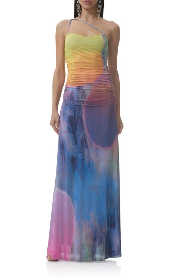 エーエフアールエム レディース トップス ワンピース ワンショルダー マキシ AFRM Lana OneShoulder Maxi Dress Placed Midnight Dot