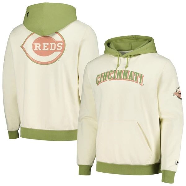 ニューエラ メンズ アウター パーカー・スウェット Mens New Era CreamGreen Cincinnati Reds Color Popullover Hoodie Cream クリーム