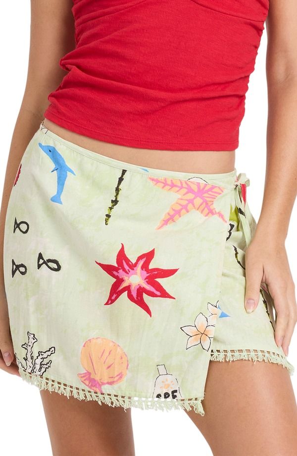 ビラボン レディース ボトムスカート ミニ Billabong Lottie Hall Woven Wrap Miniskirt Sunny Lime ライム