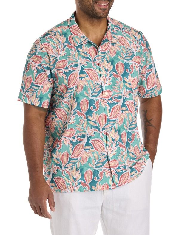 トッミーバハマ メンズ トップス シャツ トール Tommy Bahama Big Tall Coast Wild Vines IslandZone Sport Shirt Large Teal ティール