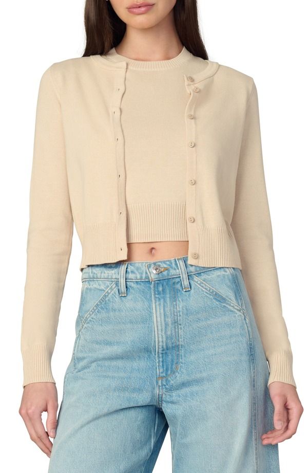 ジョーズ レディース アウター パーカー・スウェット コットン カーディガン Joes The Dani Crop Cotton Blend Cardigan Sand サンド