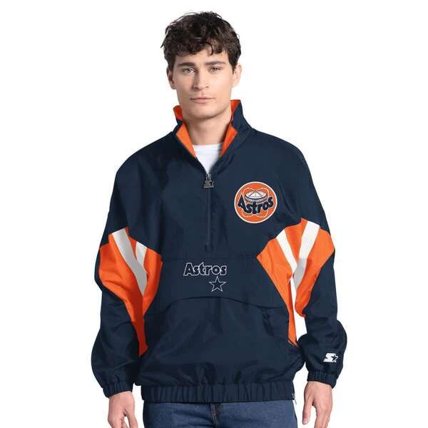 スターター メンズ アウター ジャケット・ブルゾン MensStarter Navy Houston Astros Cooperstown Chief HalfZipullover Navy ネイビー