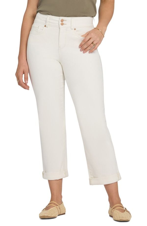 エヌワイディージェイ レディース ボトムス デニムパンツ ストレート ハイウエスト ジーンズ NYDJ Bailey Cool Embrace High Waist Crop Relaxed Straight Leg Jeans Vintage White ホ