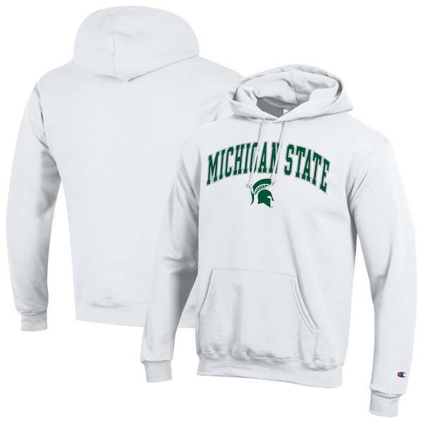 チャンピオン メンズ アウター パーカー・スウェット ロゴ MensChampion White Michigan State Spartans Arch Over Logo Pullover Hoodie White ホワイト