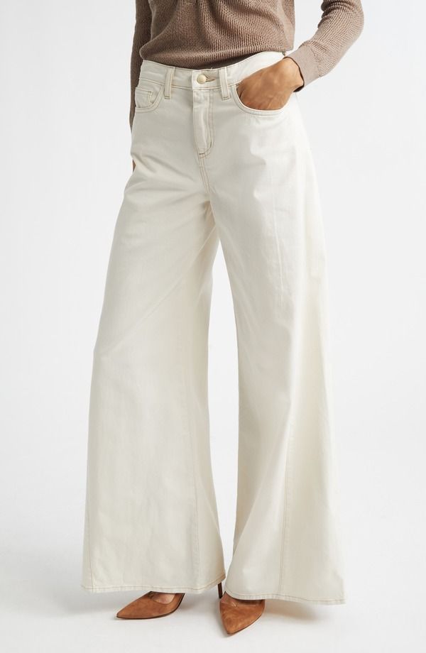 ラジャンス レディース ボトムス デニムパンツ ワイドレッグ ハイウエスト ジーンズ LAGENCE Beau High Waist Wide Leg Jeans Macadamia