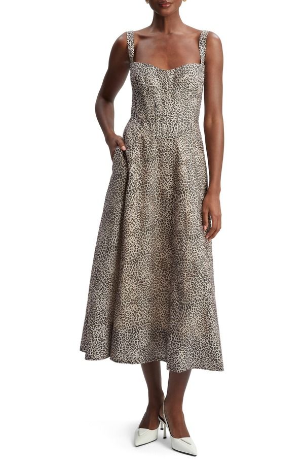 バードット レディース トップス ワンピース プリント ミディ Bardot Lilah Leopard Print Midi Dress B Leopard アニマル