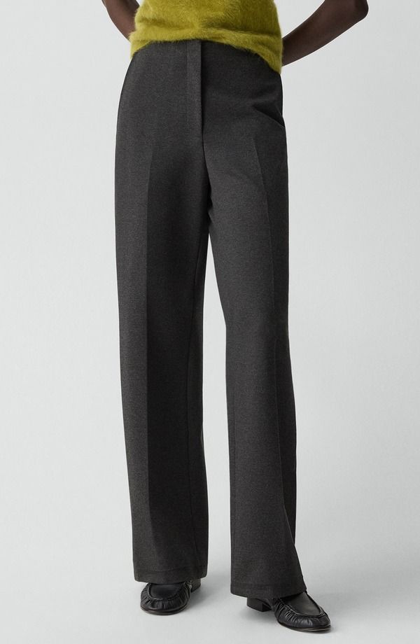 セオリー レディース ボトムス レギンス ワイドレッグ パンツ Theory Mlange Wide Leg Pants Charcoal Melange チャコール
