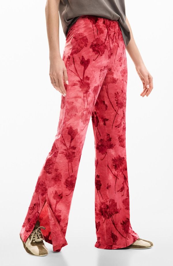 デジグアル レディース ボトムス レギンス フラワー柄 プリント パンツ フラワー Desigual Floral Print Flare Pants Red レッド